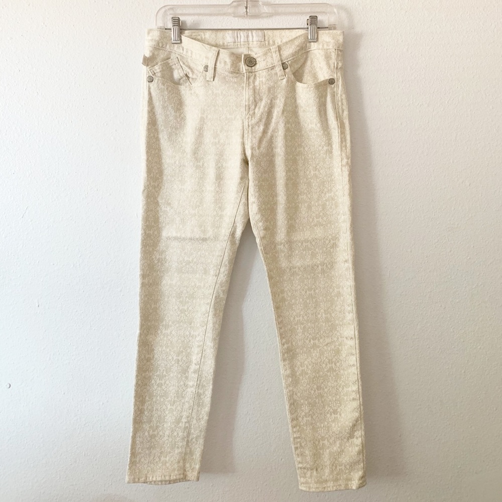 Rock & Republic Hamburg Cropped Gold White Jeans EUC
